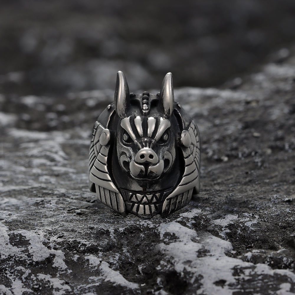 Animal Head Armored Skull Ring