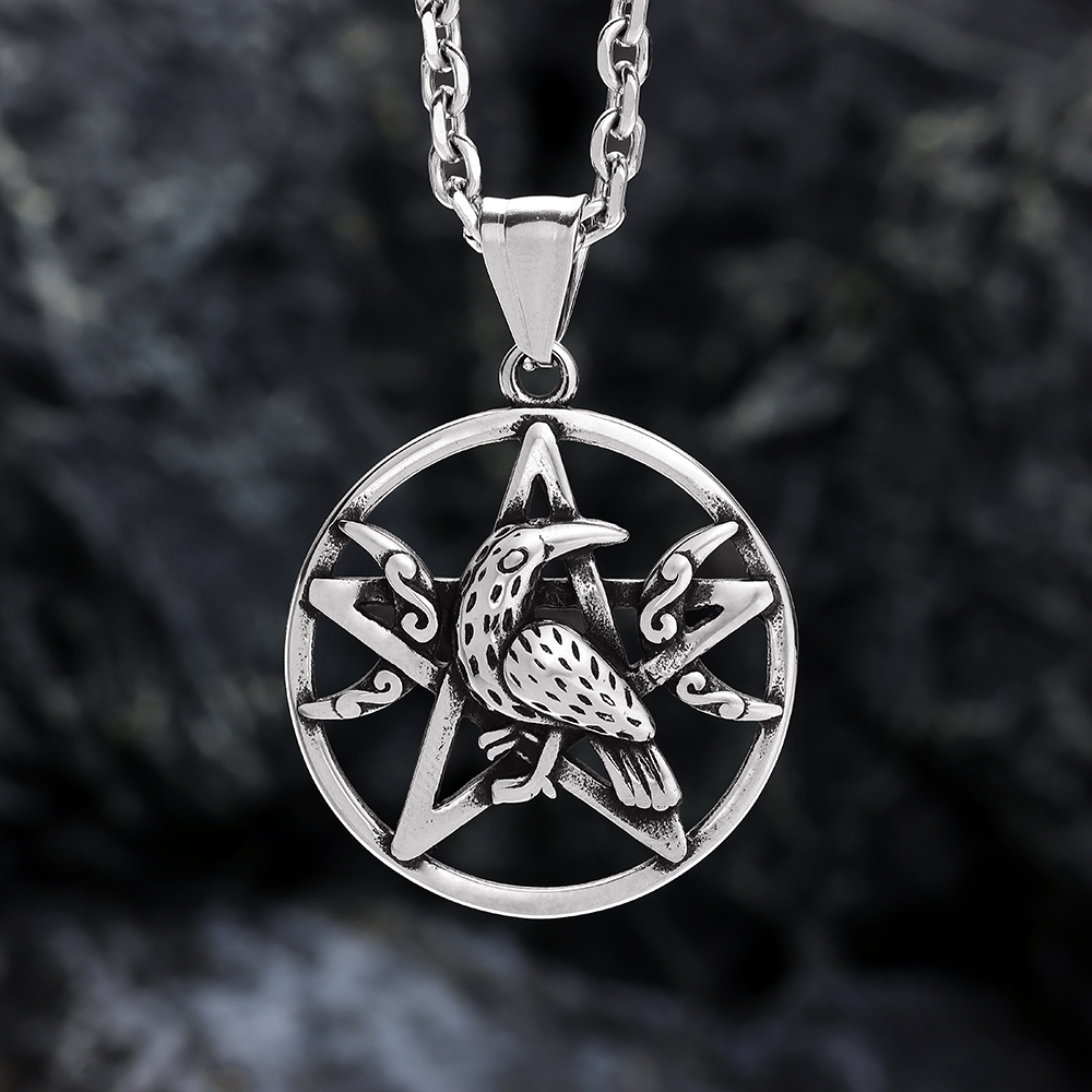 Hollow Pentacle and Bird Pendant