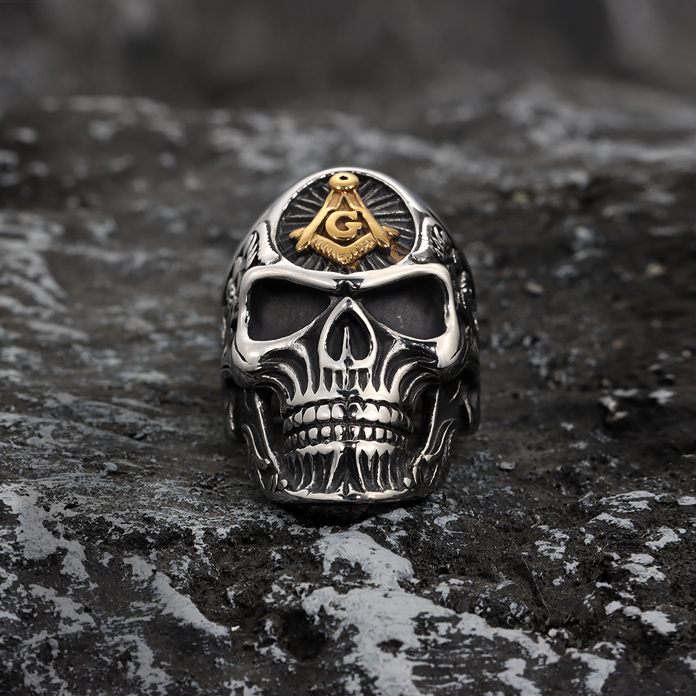 Masonic Golden Totem Skull Ring