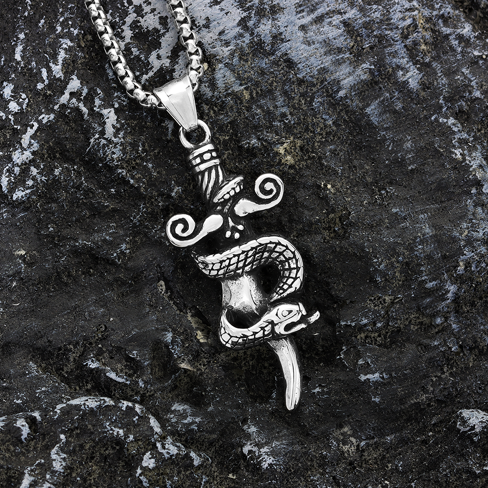 Snake Around the Sword Pendant