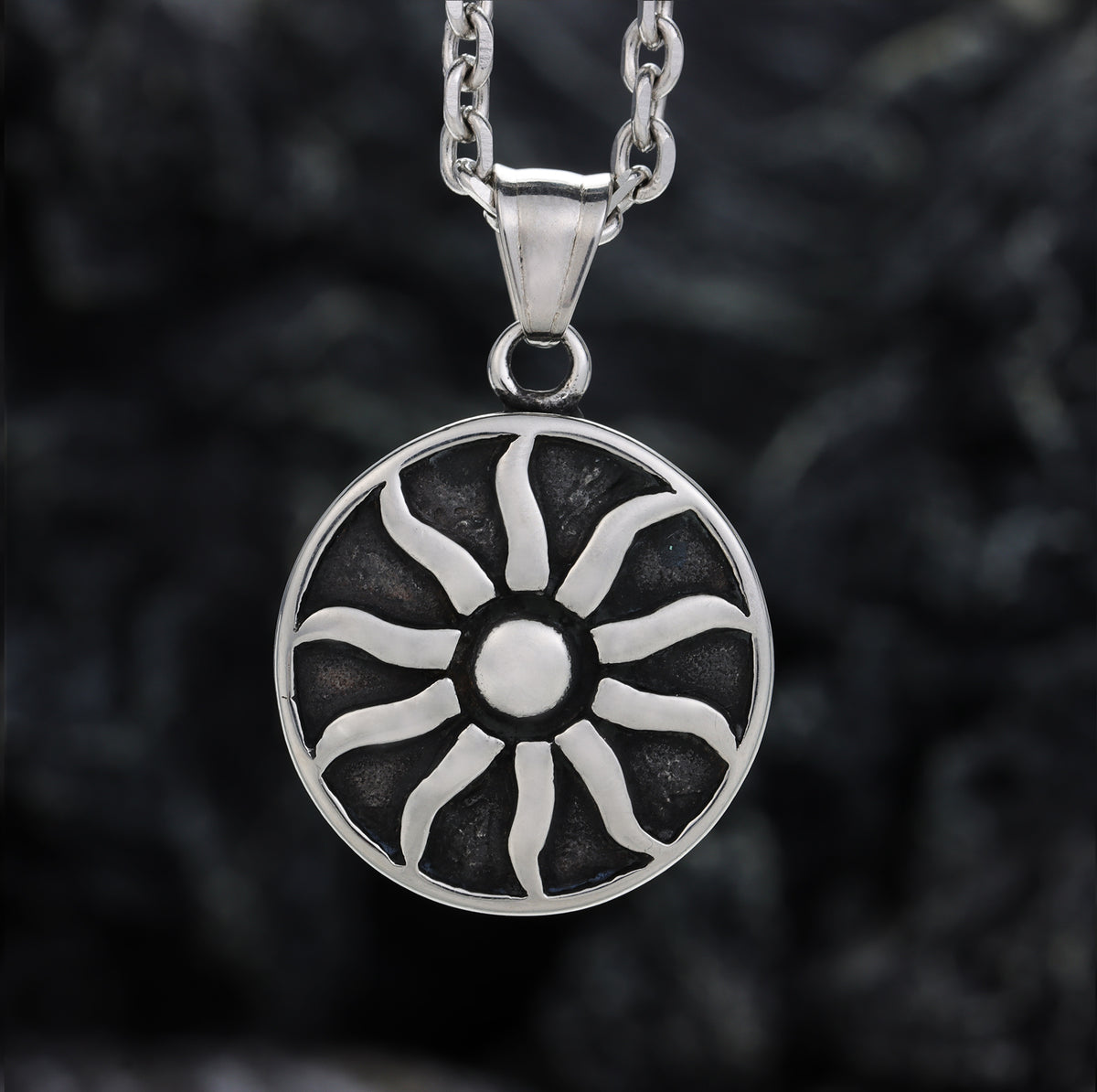 Sun Flame Pattern Round Pendant