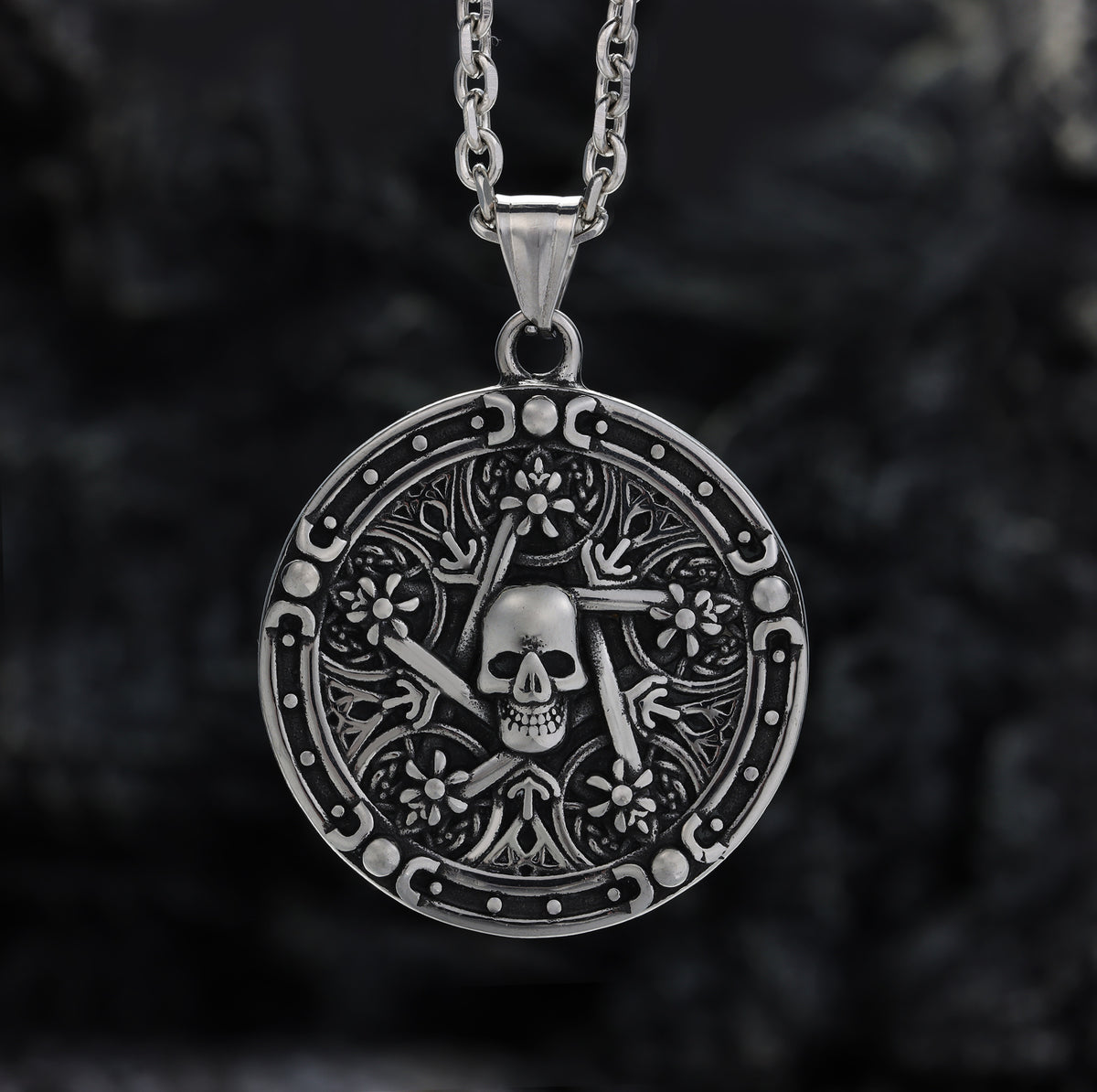 Skull and Yellow Eye Double Sided Pendant