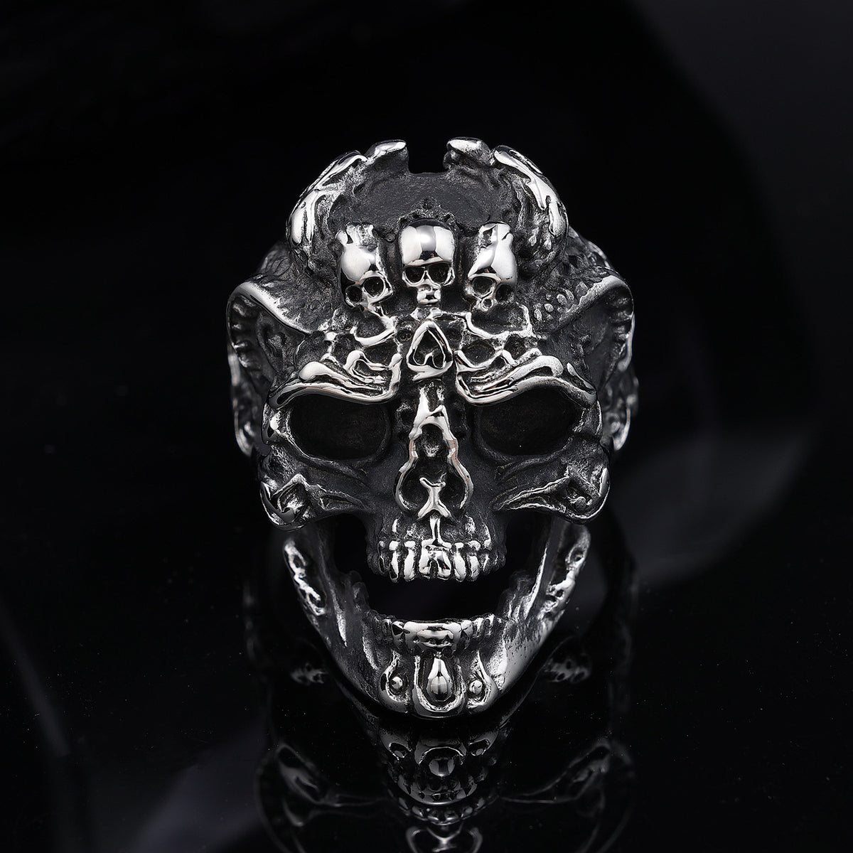 Laughing Skulls Biker Ring