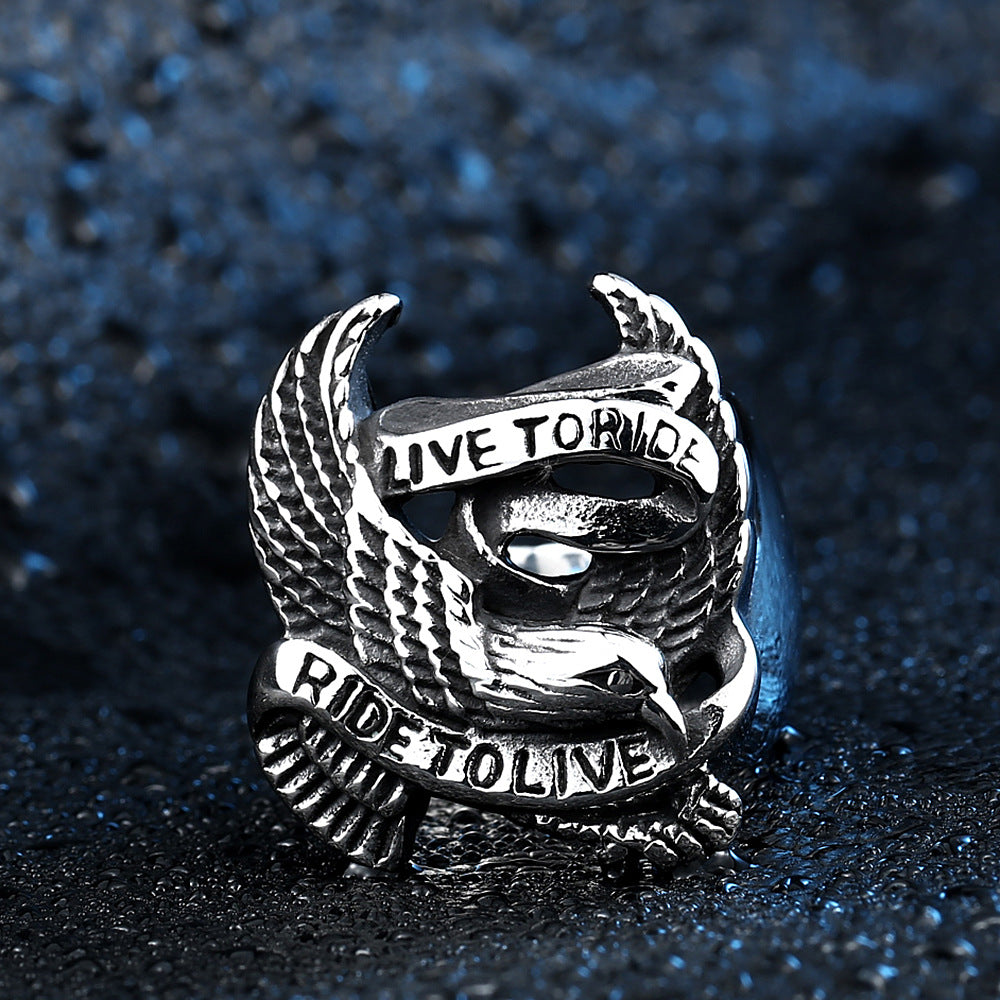 Live To Ride Eagle Biker Ring