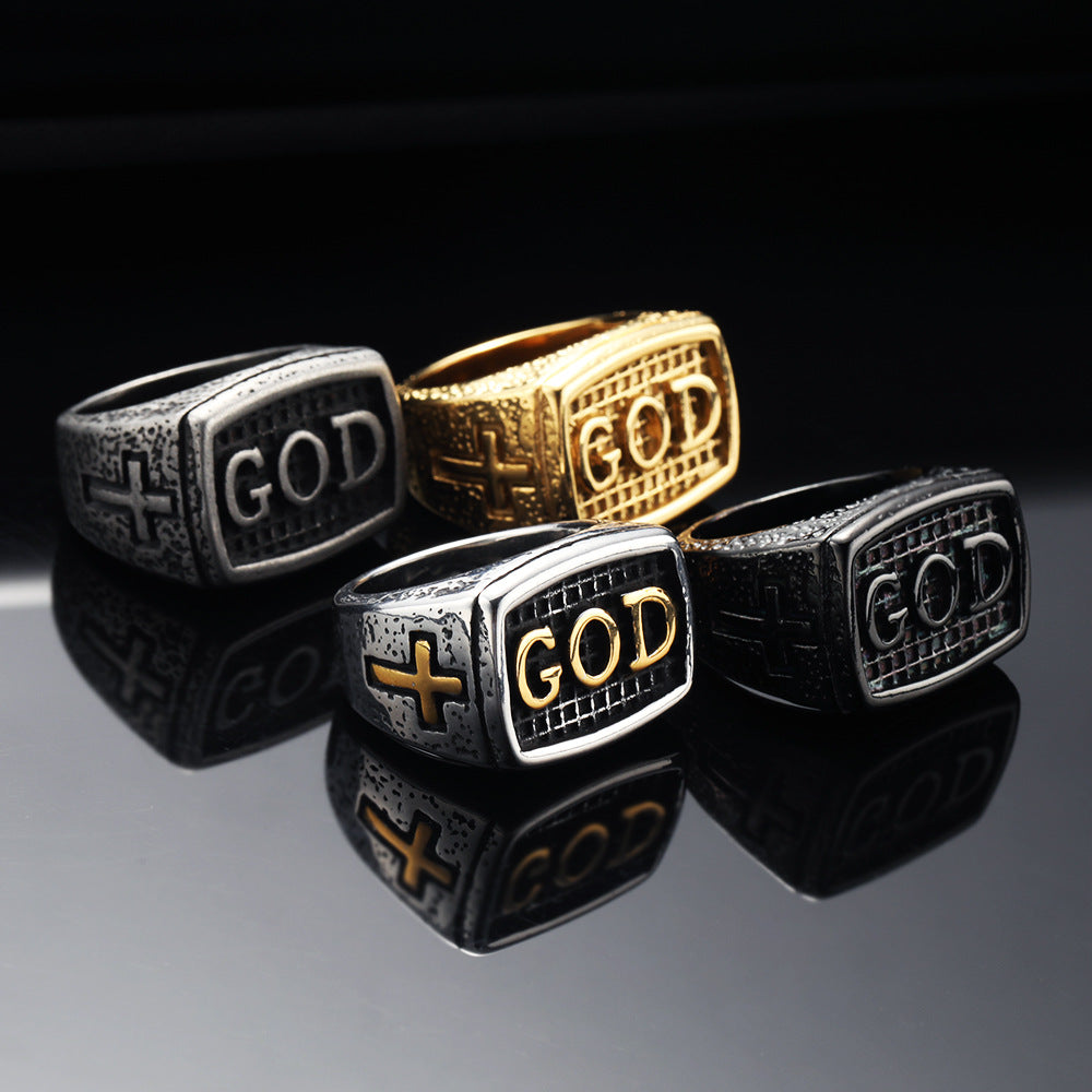 Punk God English Christain Ring