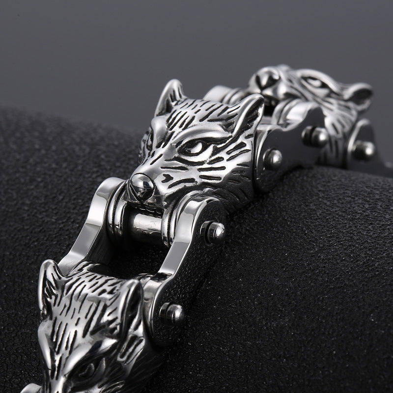 Wolf Head Motorcycle Bracelet