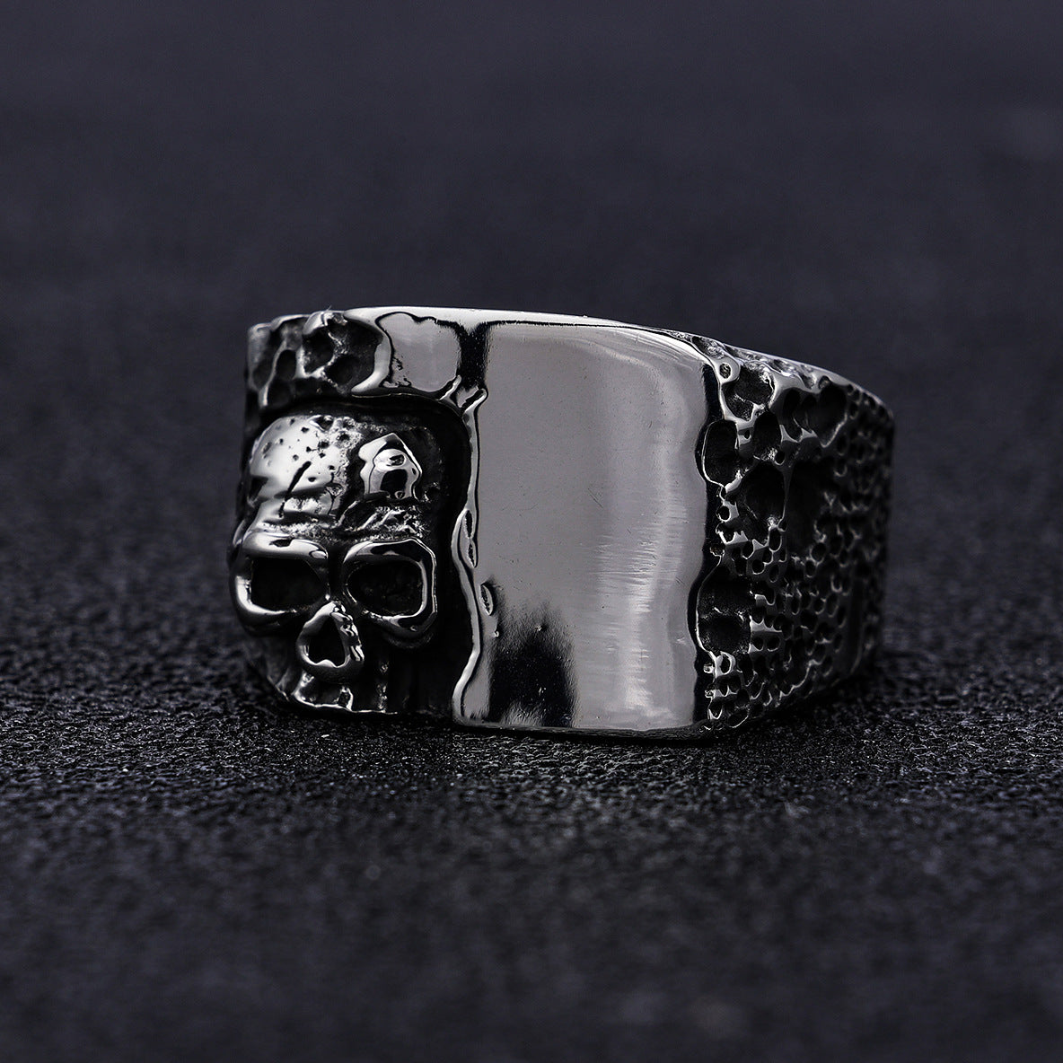 Vintage Rugged Stainless Steel Skull Ring